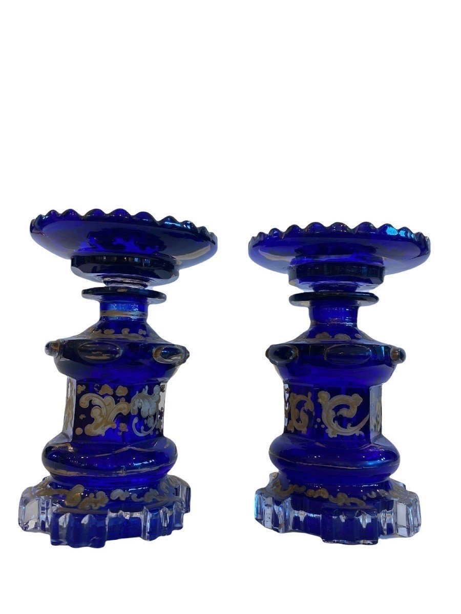 PAIRE DE FLACONS EN CRISTAL DE BOHÊME – 19e SIÈCLE, NAPOLÉON III-photo-2