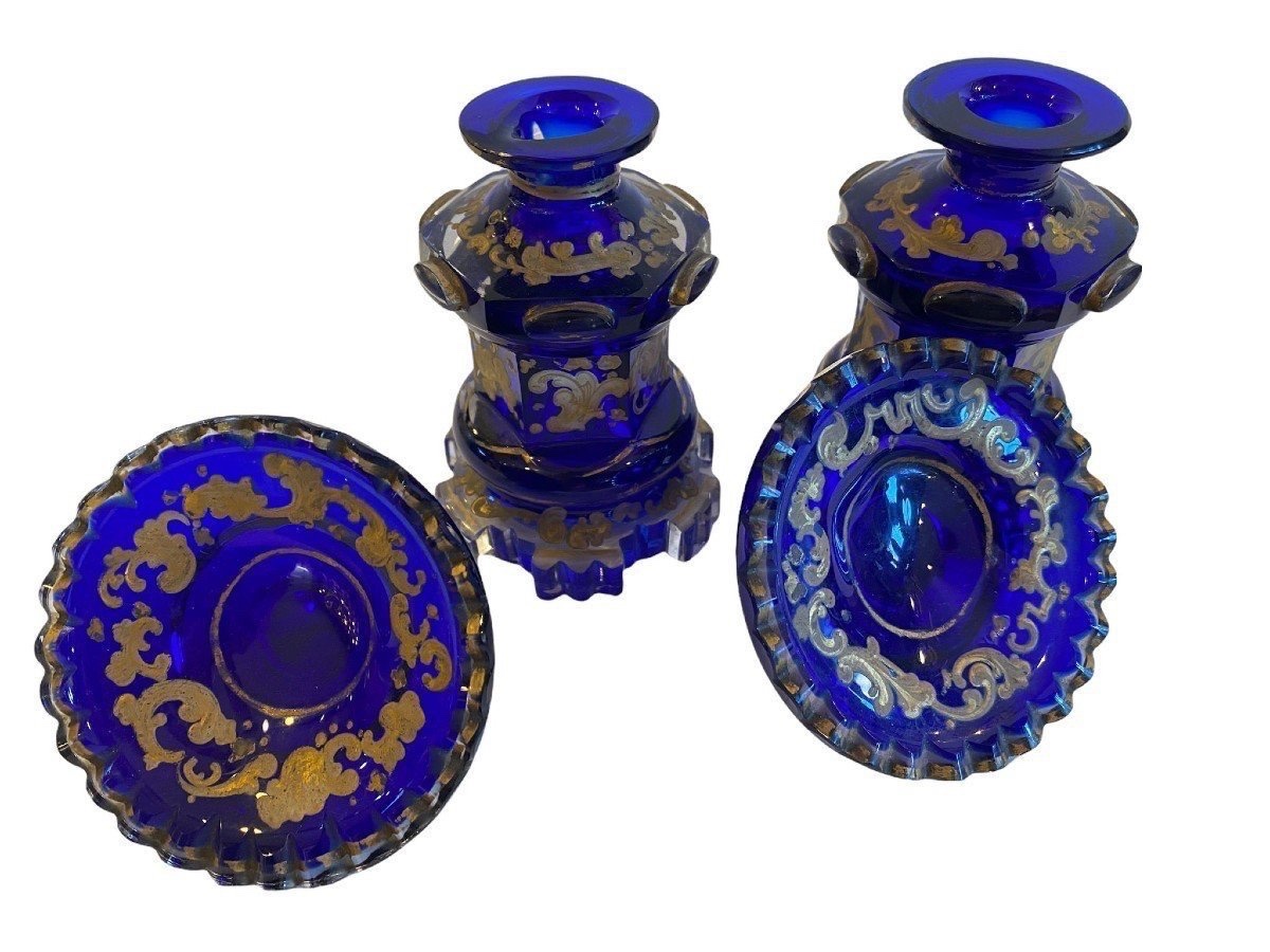 PAIRE DE FLACONS EN CRISTAL DE BOHÊME – 19e SIÈCLE, NAPOLÉON III-photo-3