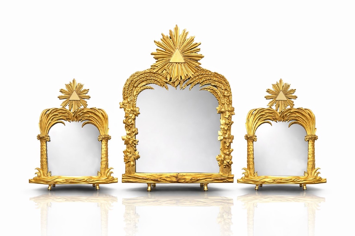 MIROIRS EN BRONZE SIGNÉE MASSOUNIE – STYLE EMPIRE, FIN 18ᵉ SIÈCLE