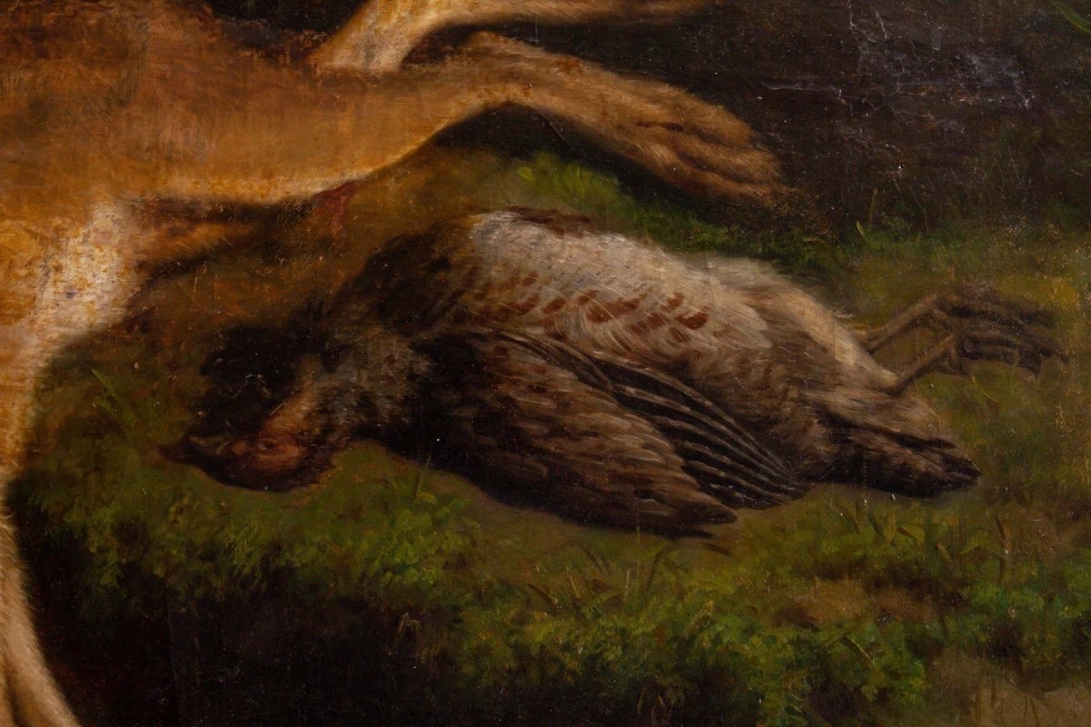 Louis Picard - Rabbit Hunting Scene, 1850-photo-4