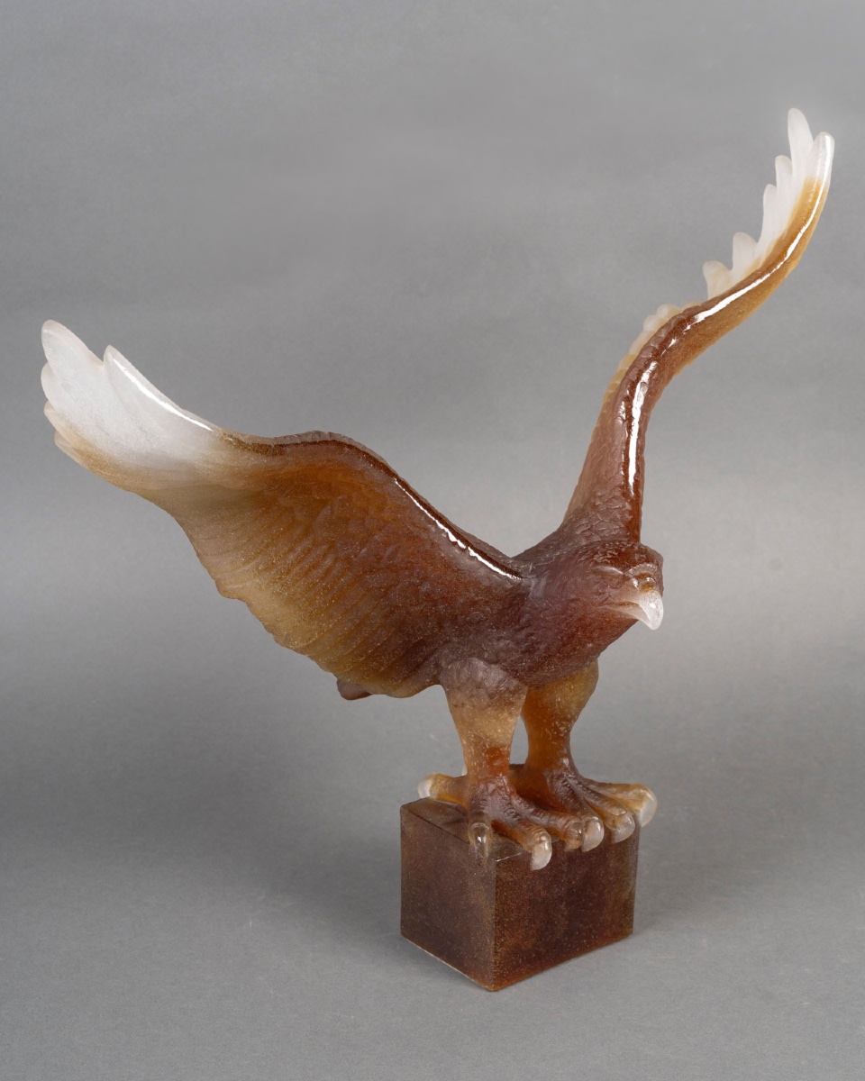 Daum – Faucon en pâte de verre, édition limitée 4/200, signe Daum -photo-4