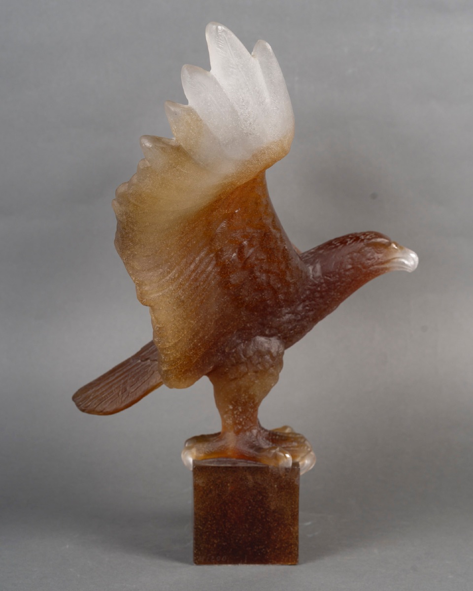 Daum – Faucon en pâte de verre, édition limitée 4/200, signe Daum -photo-3