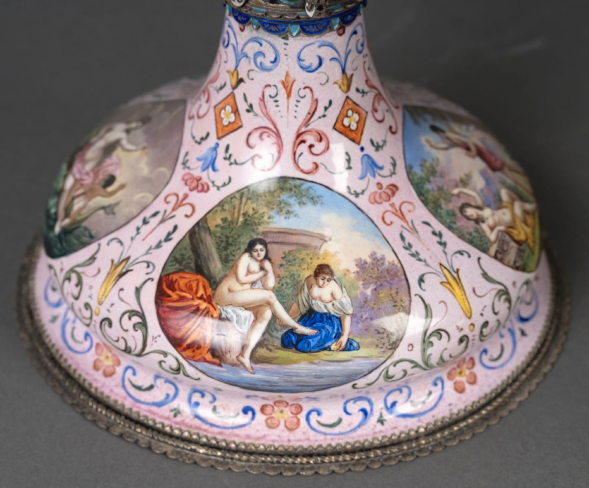 Paire de vases couverts en argent émaillé – Hermann Böhm, Vienne, fin 19e siècle-photo-3