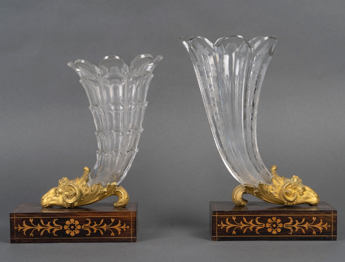 Pair Of Decorative Vases In Cut Crystal And Gilded Bronze, Napoleon III Style