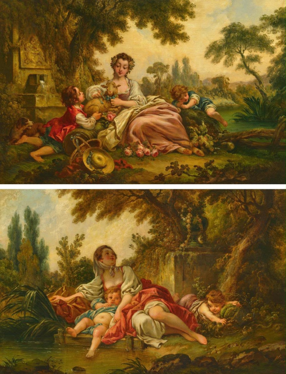 PAIRE DE SCÈNES PASTORALES Dans le goût de François Boucher (1703-1770)