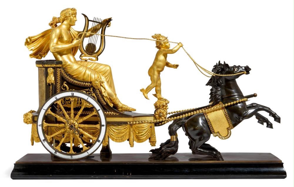 Mantel Clock “the Chariot Of Apollo”, Attributed To Jean-simon Deverberie