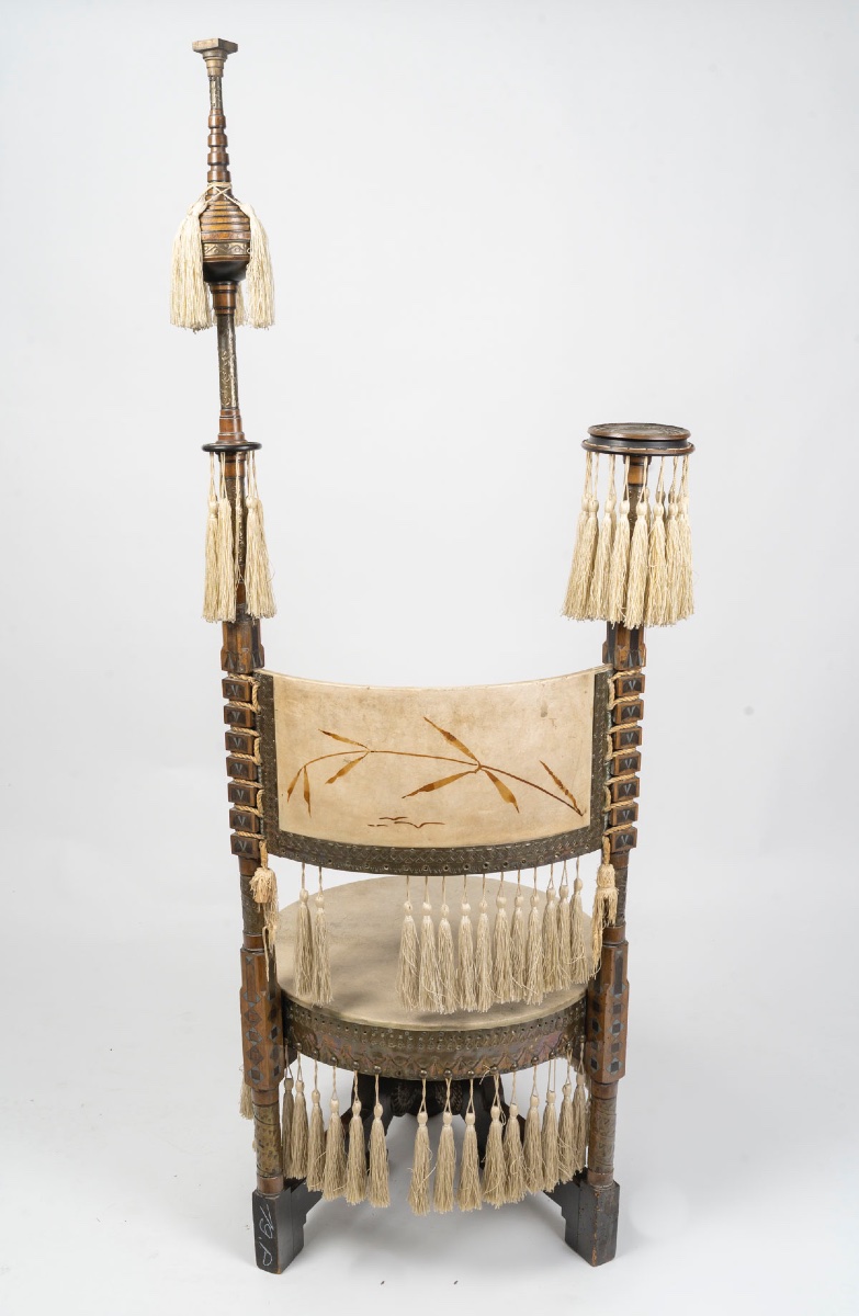 Chaise de musique Carlo Bugatti vers 1900 – Pièce Art nouveau rare-photo-1