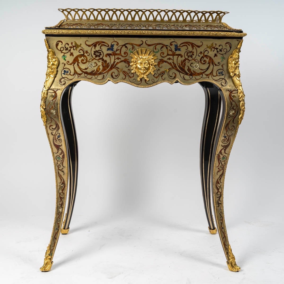 Pair Of Planters In Polychrome Boulle Marquetry, 19th Century-photo-4