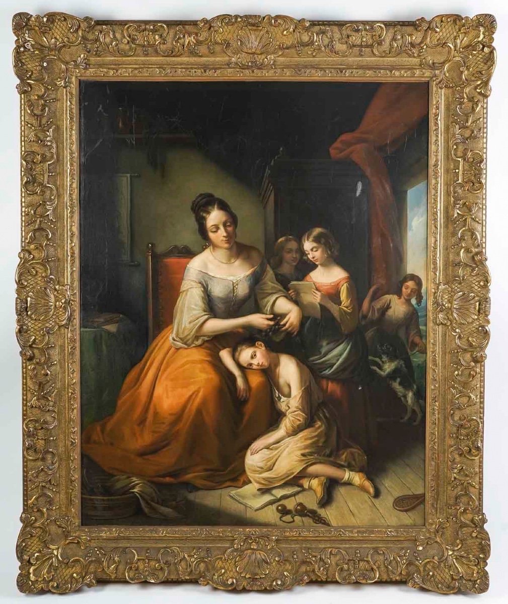 Family Scene In The 19th Century – Oil On Canvas