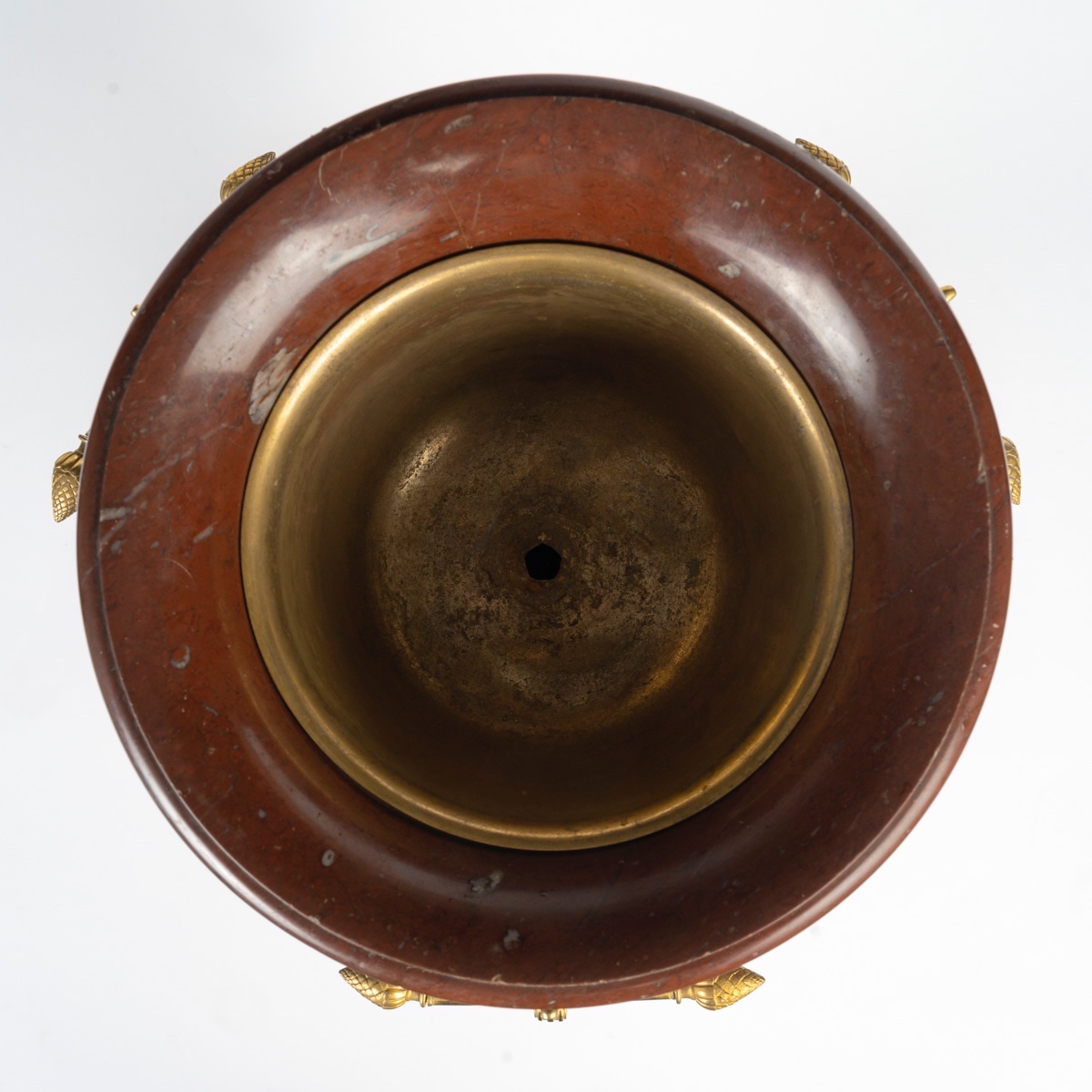 Coupe d’ornement en bronze doré et marbre rouge – Époque Napoléon III, 19ᵉ siècle-photo-2