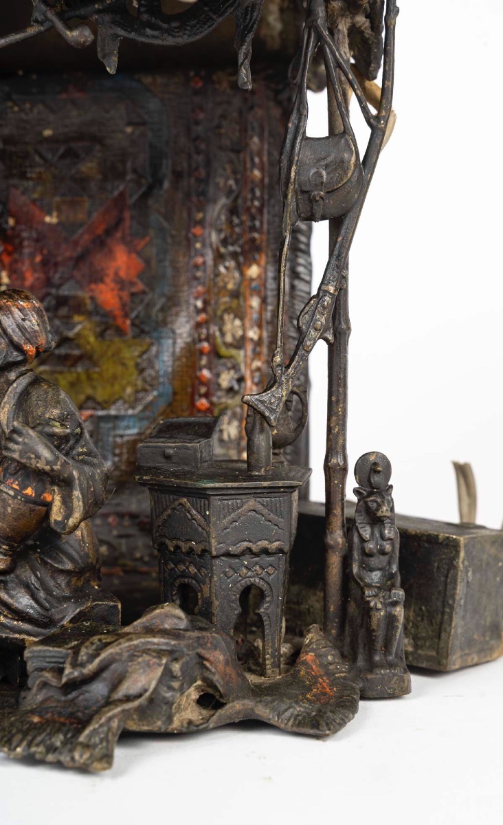 Oriental-style Bronze Lamp Signed By Franz Bergman – 19th Century-photo-2