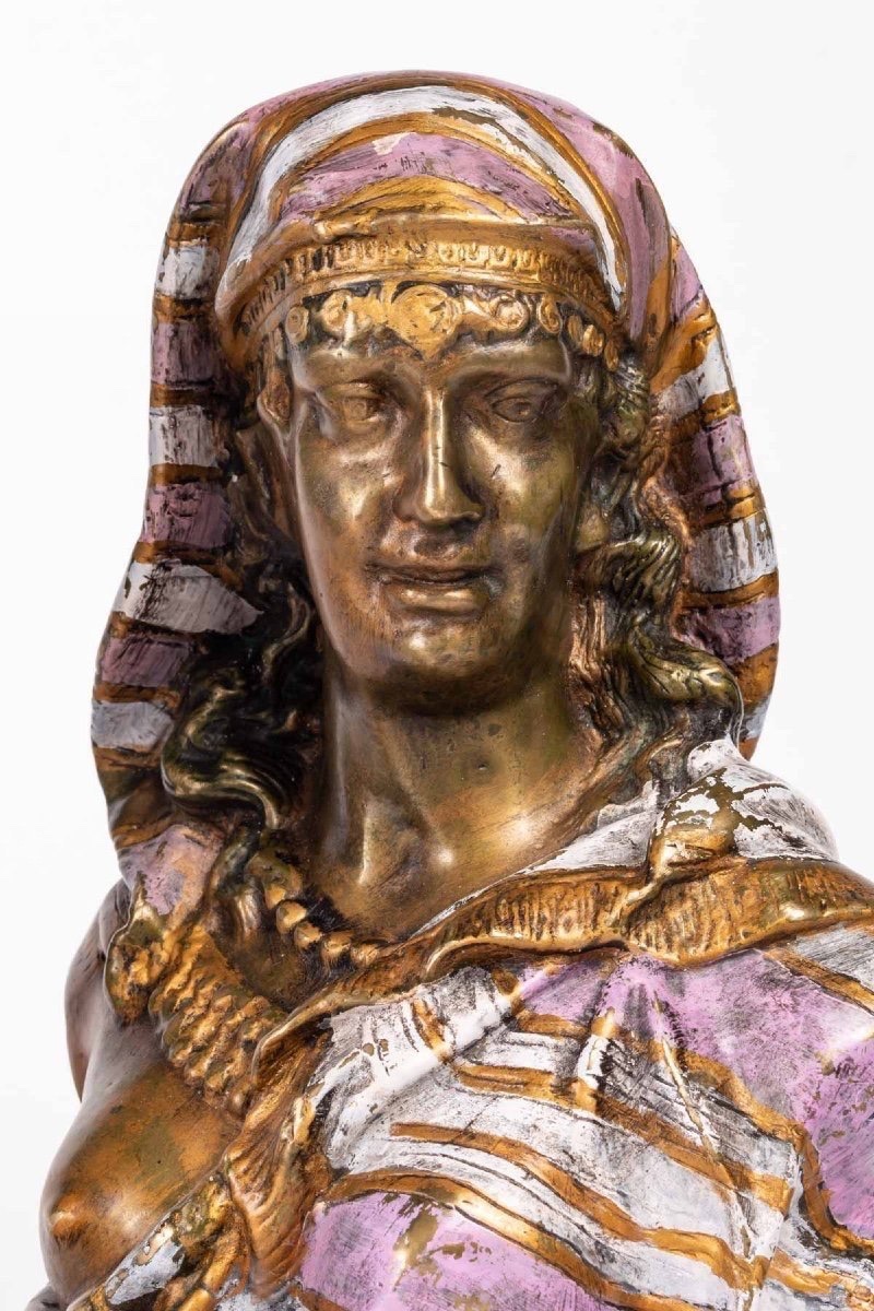 Pair Of Polychrome Viennese Bronzes Signed Bergman – Orientalist Busts-photo-3