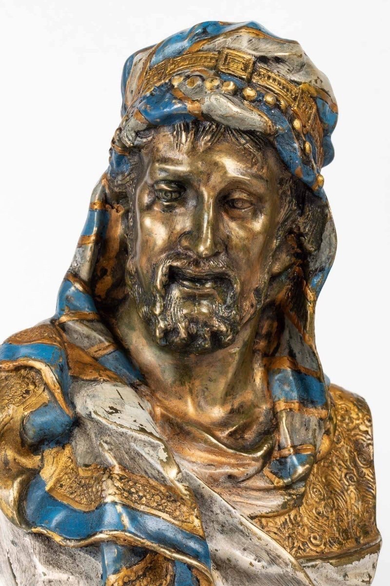 Pair Of Polychrome Viennese Bronzes Signed Bergman – Orientalist Busts-photo-4