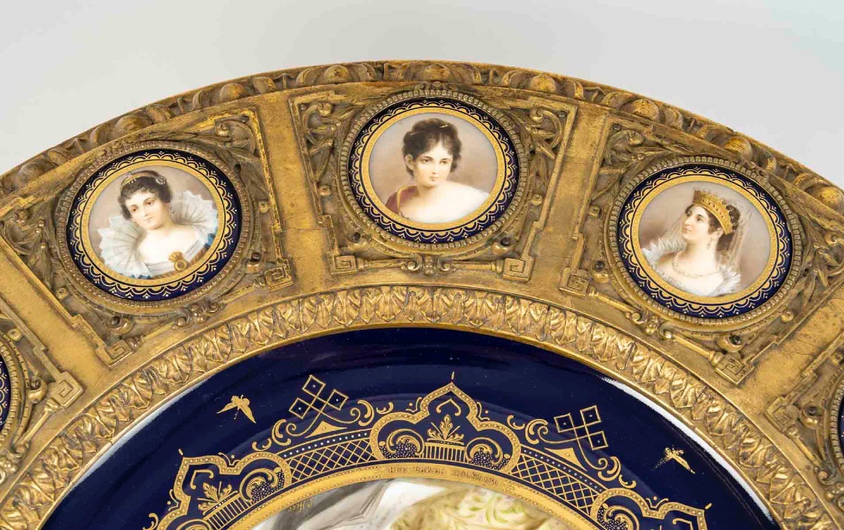 Rare Guéridon Royal Vienna en Porcelaine Peinte, Signé C. Heer – 19e Siècle-photo-7