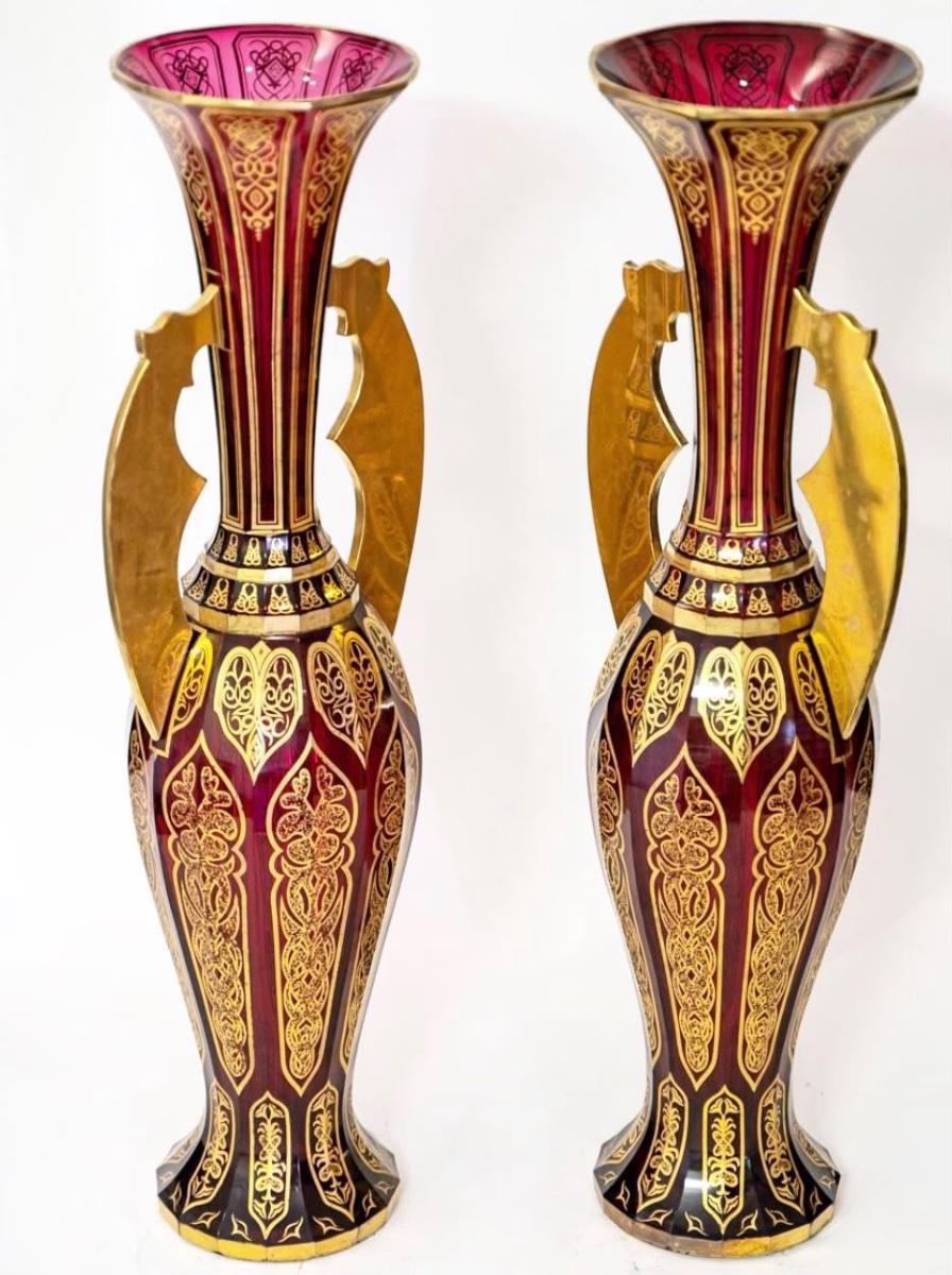 Paire de vases en cristal de Bohême - Appartenu à l’Alhambra-photo-2