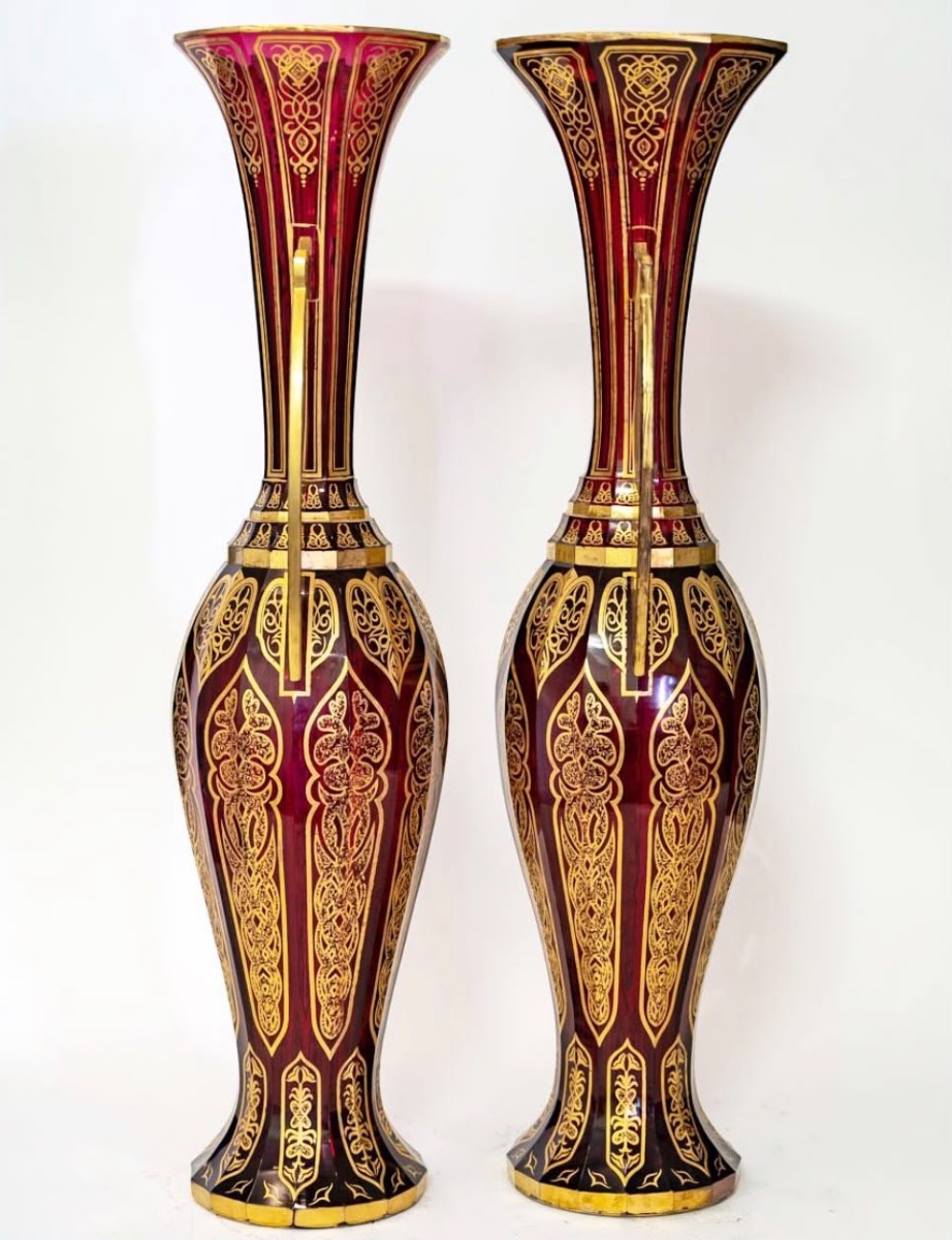 Paire de vases en cristal de Bohême - Appartenu à l’Alhambra-photo-3