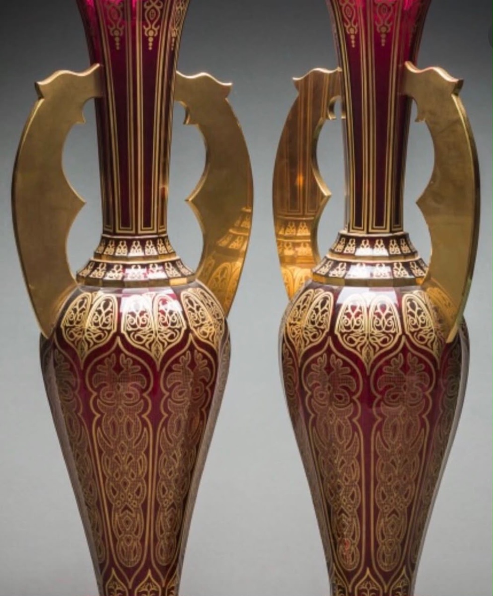 Paire de vases en cristal de Bohême - Appartenu à l’Alhambra-photo-3
