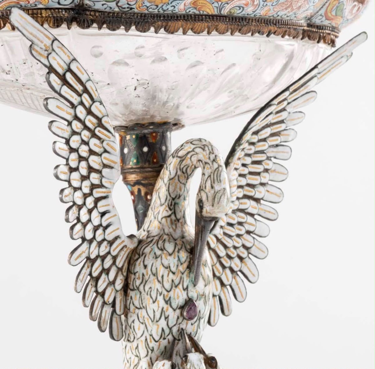 Coupe autrichienne en émail, cristal de roche et argent doré, Vienne vers 1870-photo-2