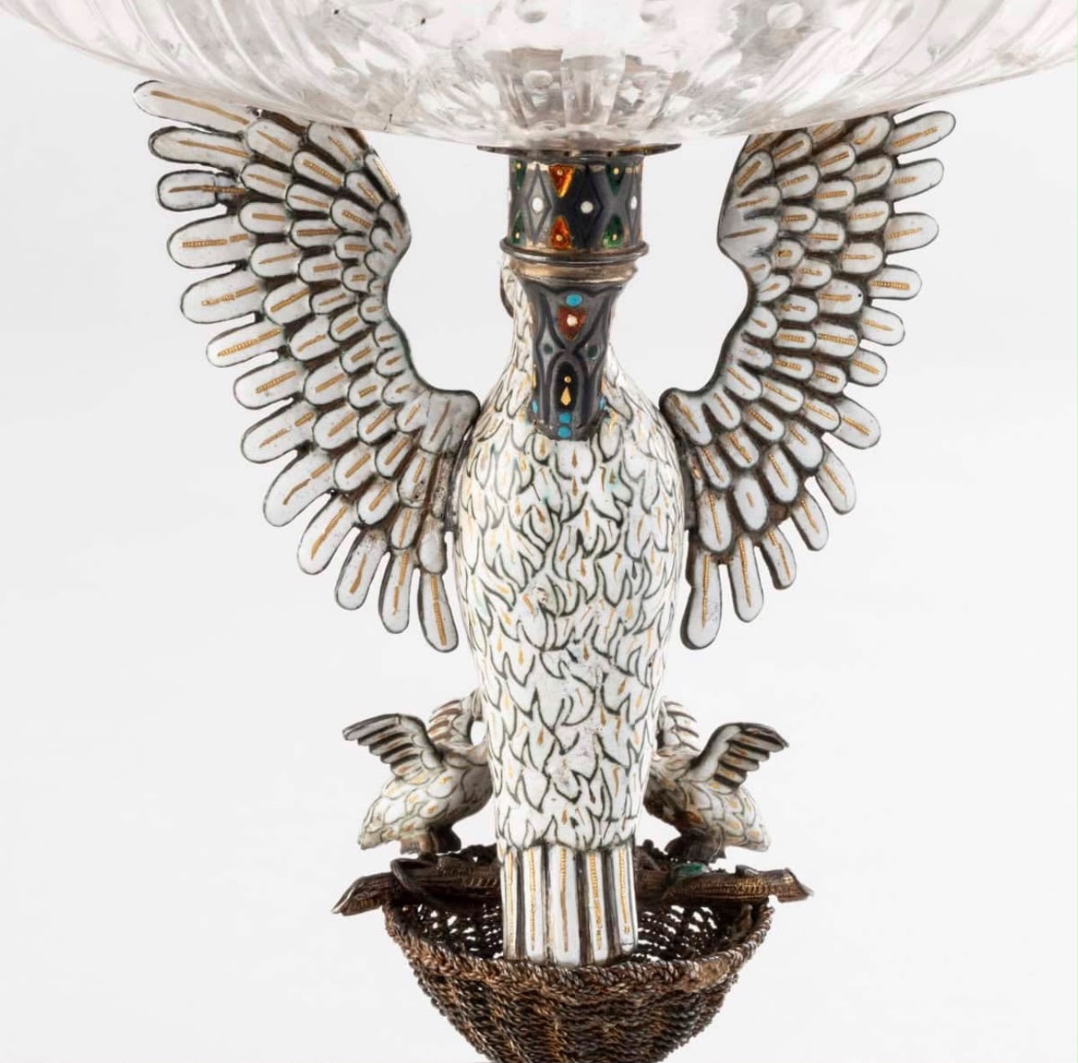 Coupe autrichienne en émail, cristal de roche et argent doré, Vienne vers 1870-photo-3