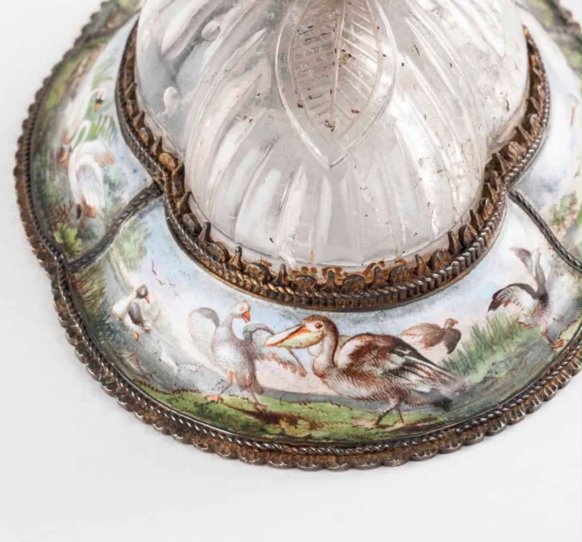 Coupe autrichienne en émail, cristal de roche et argent doré, Vienne vers 1870-photo-4