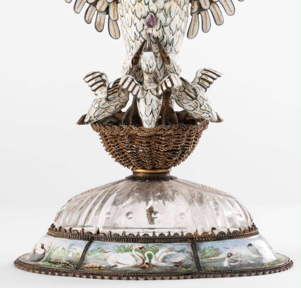 Coupe autrichienne en émail, cristal de roche et argent doré, Vienne vers 1870-photo-2