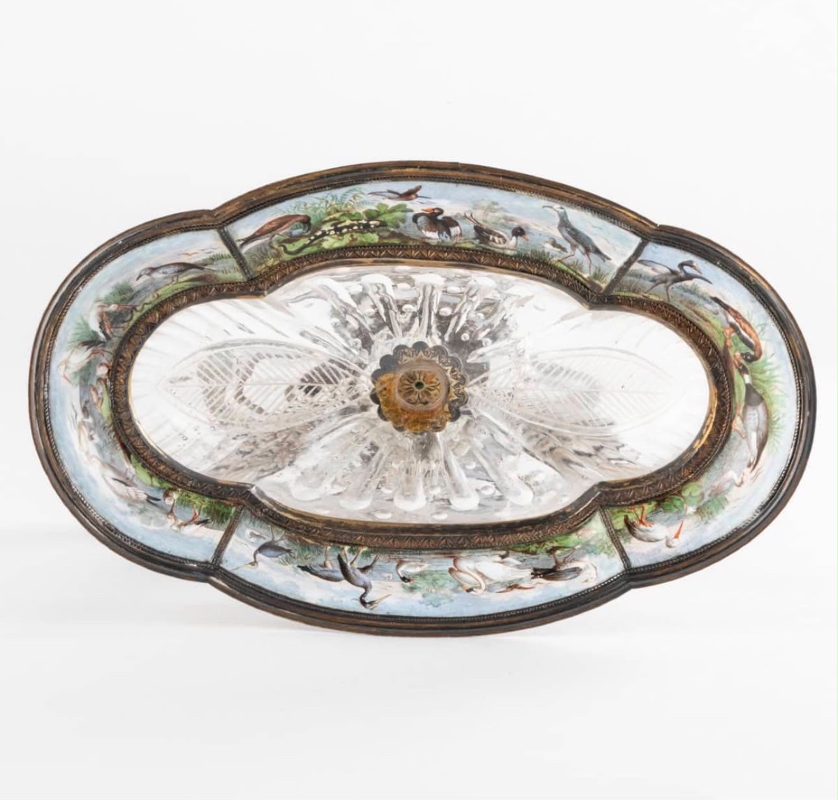 Coupe autrichienne en émail, cristal de roche et argent doré, Vienne vers 1870-photo-3