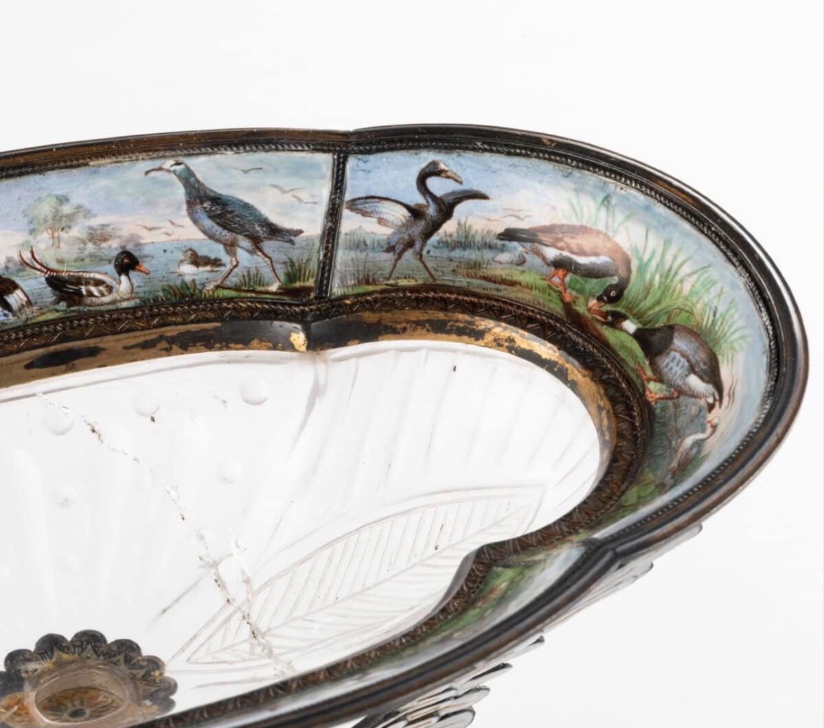 Coupe autrichienne en émail, cristal de roche et argent doré, Vienne vers 1870-photo-4