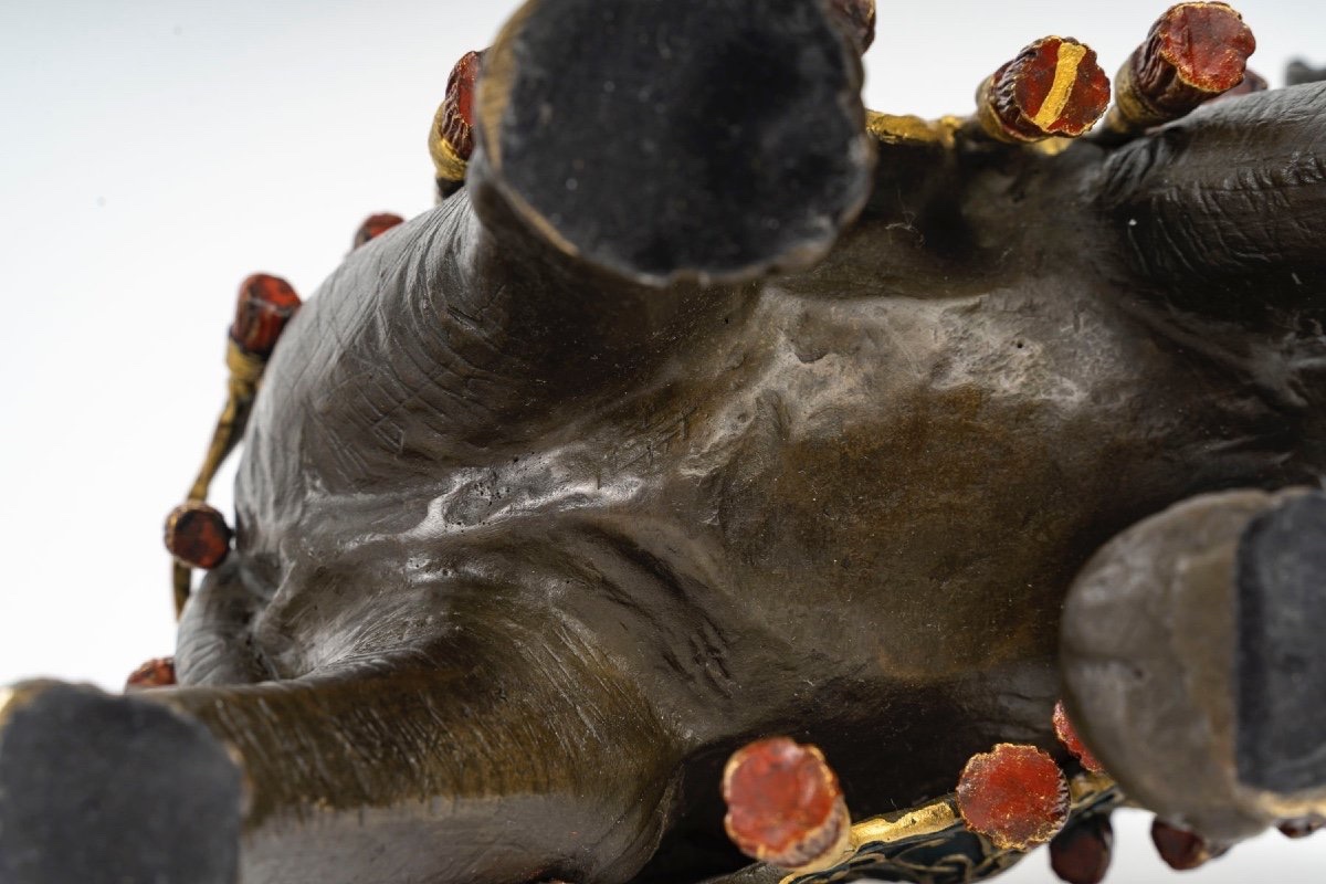 ÉLÉPHANT EN BRONZE PATINÉ - SIGNÉ FRANZ BERGMAN-photo-3