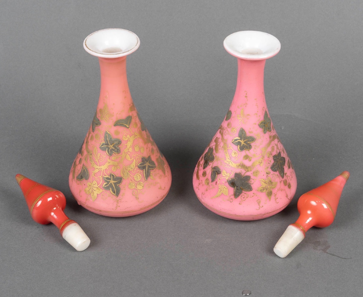 Opaline Overlay Bottles, Gold-enameled – 19th Century-photo-3