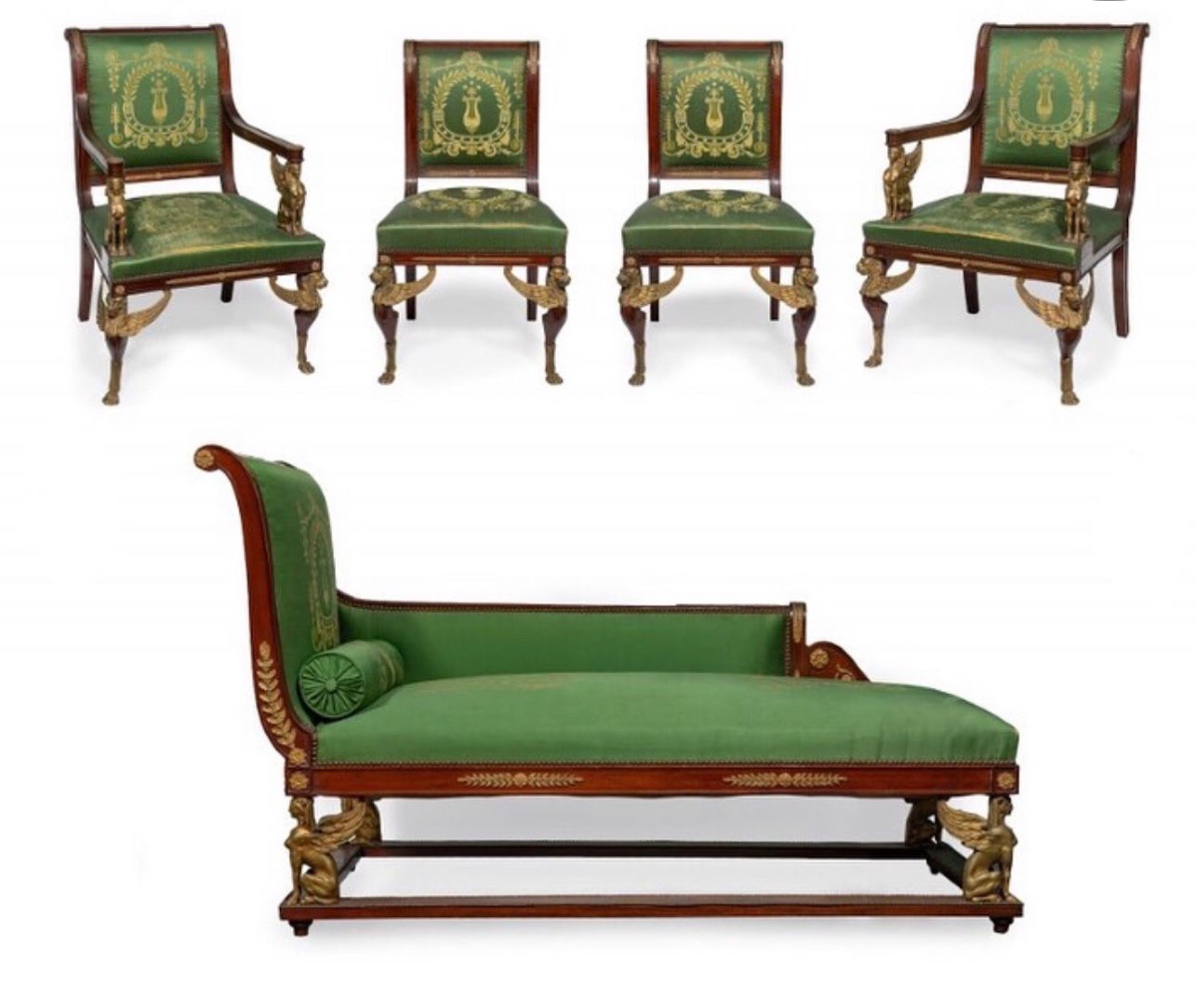 SALON DE STYLE EMPIRE EN ACAJOU ET BRONZES DORÉS – XIXᵉ SIÈCLE