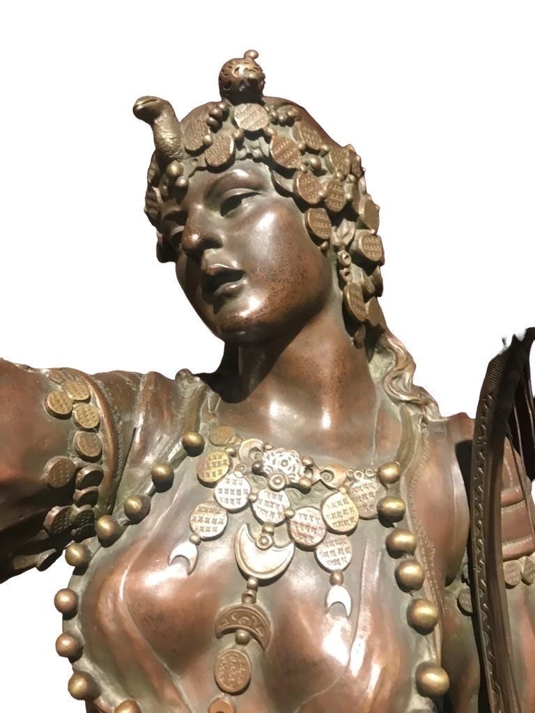 « SALAMMBÔ » – STATUE EN BRONZE À PATINE BRUN-VERT PAR MARCEL DEBUT-photo-2