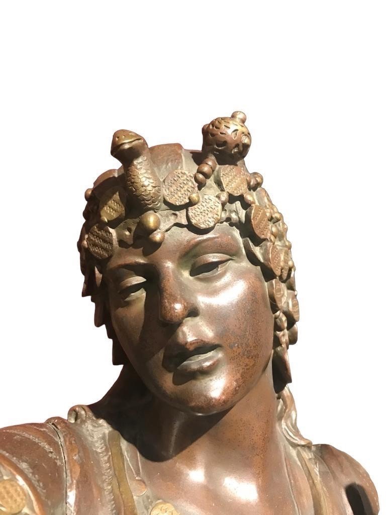 « SALAMMBÔ » – STATUE EN BRONZE À PATINE BRUN-VERT PAR MARCEL DEBUT-photo-3