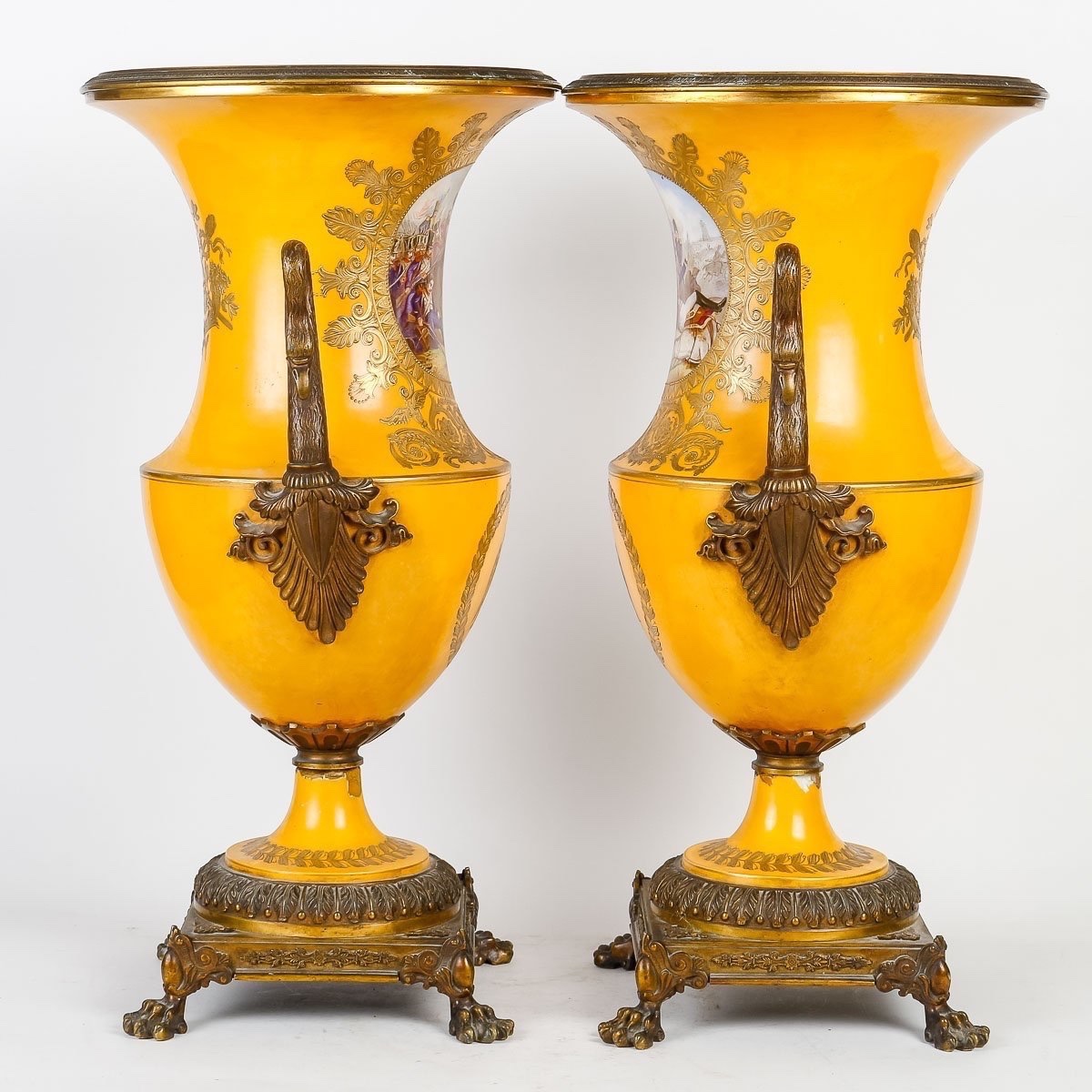  Sèvres Porcelain Vases—battle Scenes, Signed Poitevin-photo-3