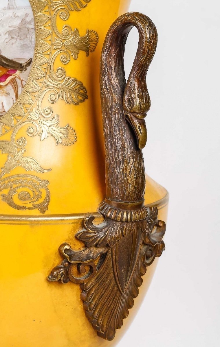  Sèvres Porcelain Vases—battle Scenes, Signed Poitevin-photo-2