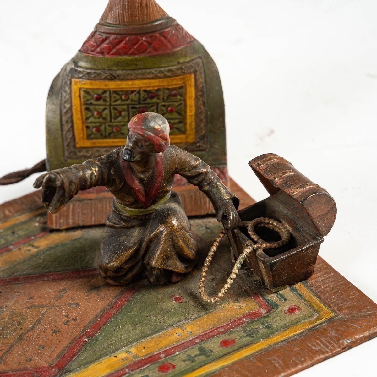 Vienna Bronze Lantern With Green Opaline Glass – From The 1800s -photo-4
