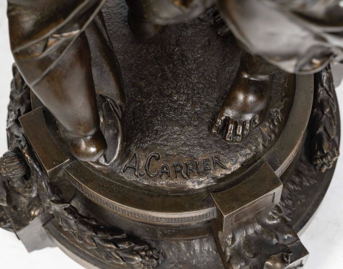 Garniture de cheminée d’après Carrier-Belleuse – Fin du 19e siècle-photo-4
