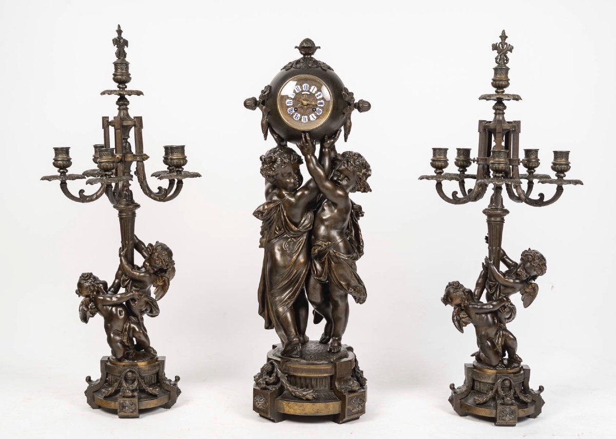 Garniture de cheminée d’après Carrier-Belleuse – Fin du 19e siècle
