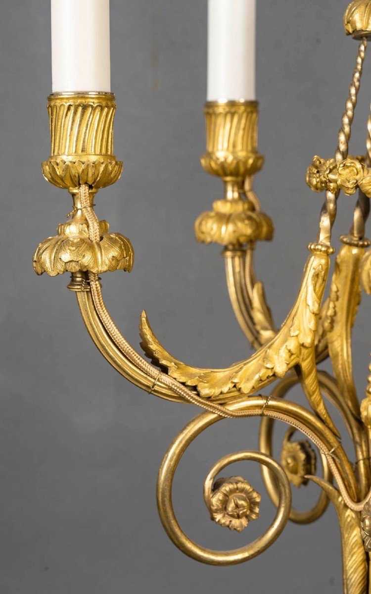PAIRE DE CANDÉLABRES EN BRONZE - STYLE LOUIS XVI-photo-4