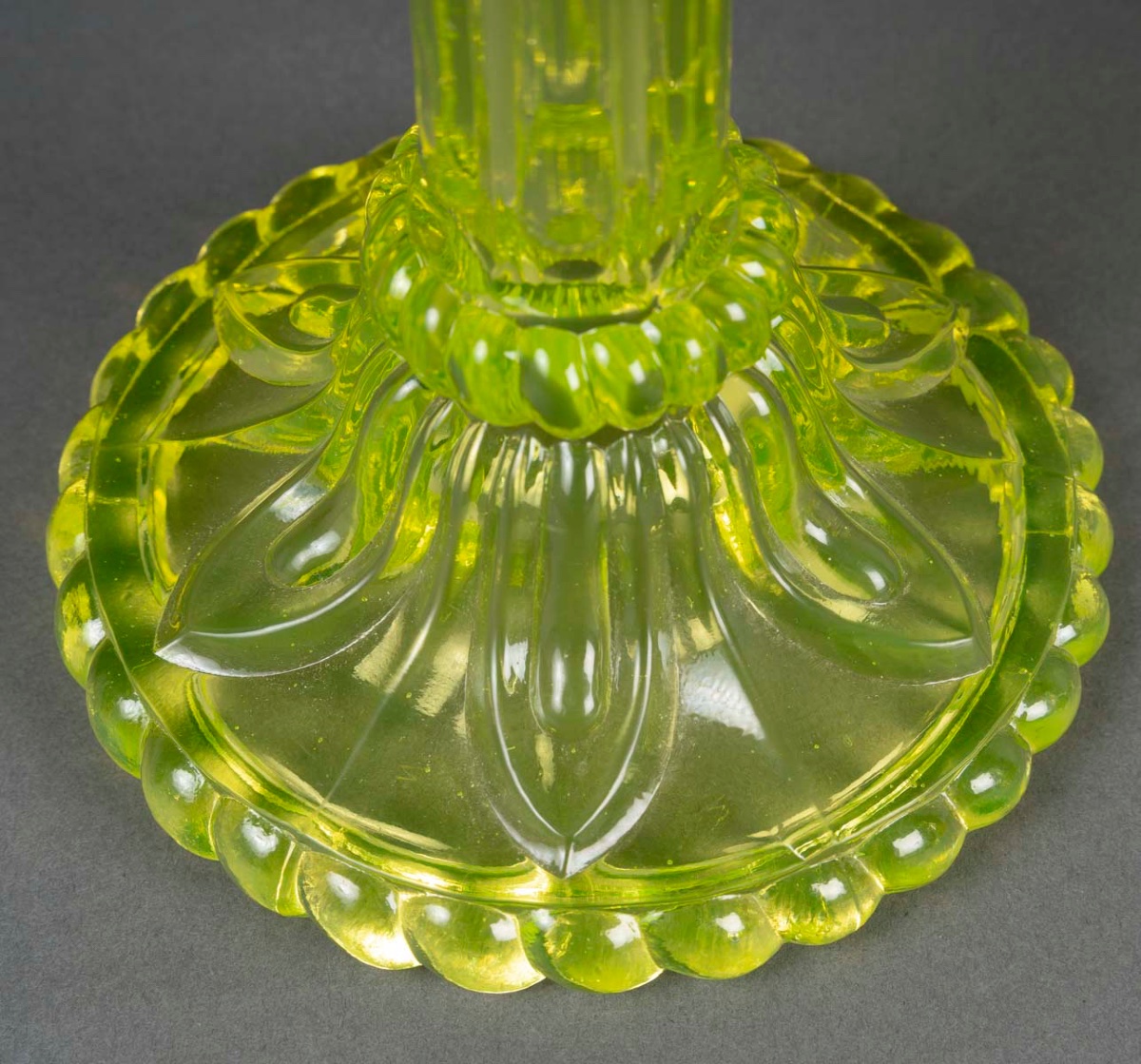 Pair Of 19th-century Uranium Crystal Candlesticks-photo-1