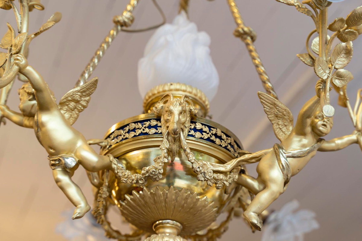 Lustre en bronze doré et verre du 19ᵉ siècle-photo-1