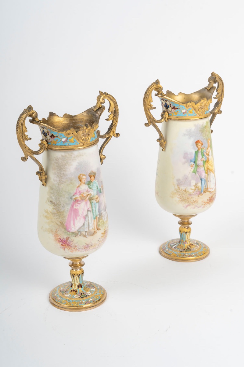 Pair Of Decorative Vases, Late 19th Century-photo-2
