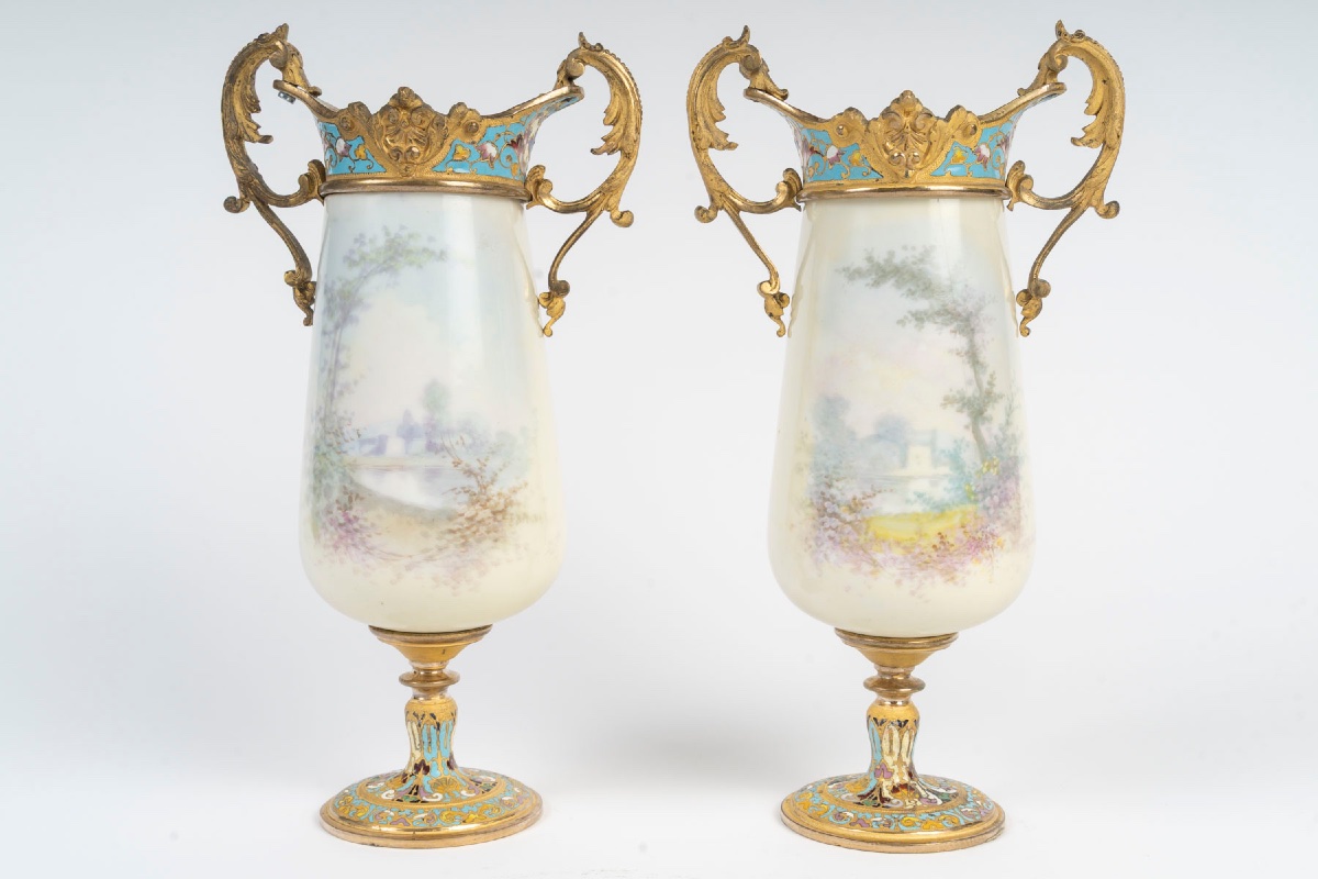 Pair Of Decorative Vases, Late 19th Century-photo-2