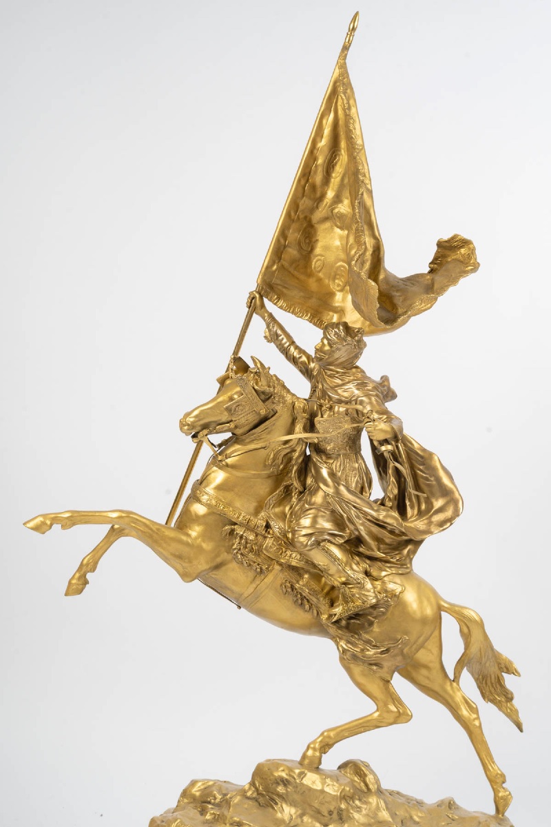 STATUE CAVALIER ARABE AU DRAPEAU de JEAN-BAPTISTE BELLOC 
