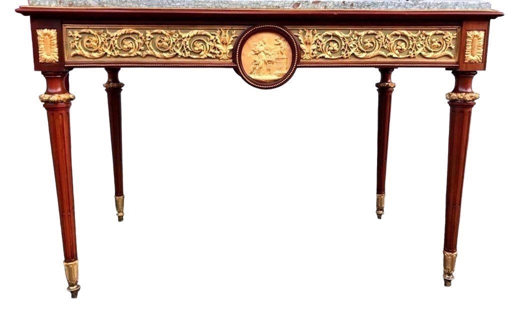 TABLE DE SALON EN ACAJOU ET BRONZE DORÉ, 19ᵉ SIÈCLE-photo-2