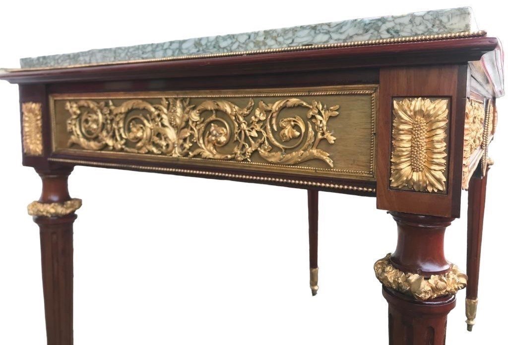 TABLE DE SALON EN ACAJOU ET BRONZE DORÉ, 19ᵉ SIÈCLE-photo-2