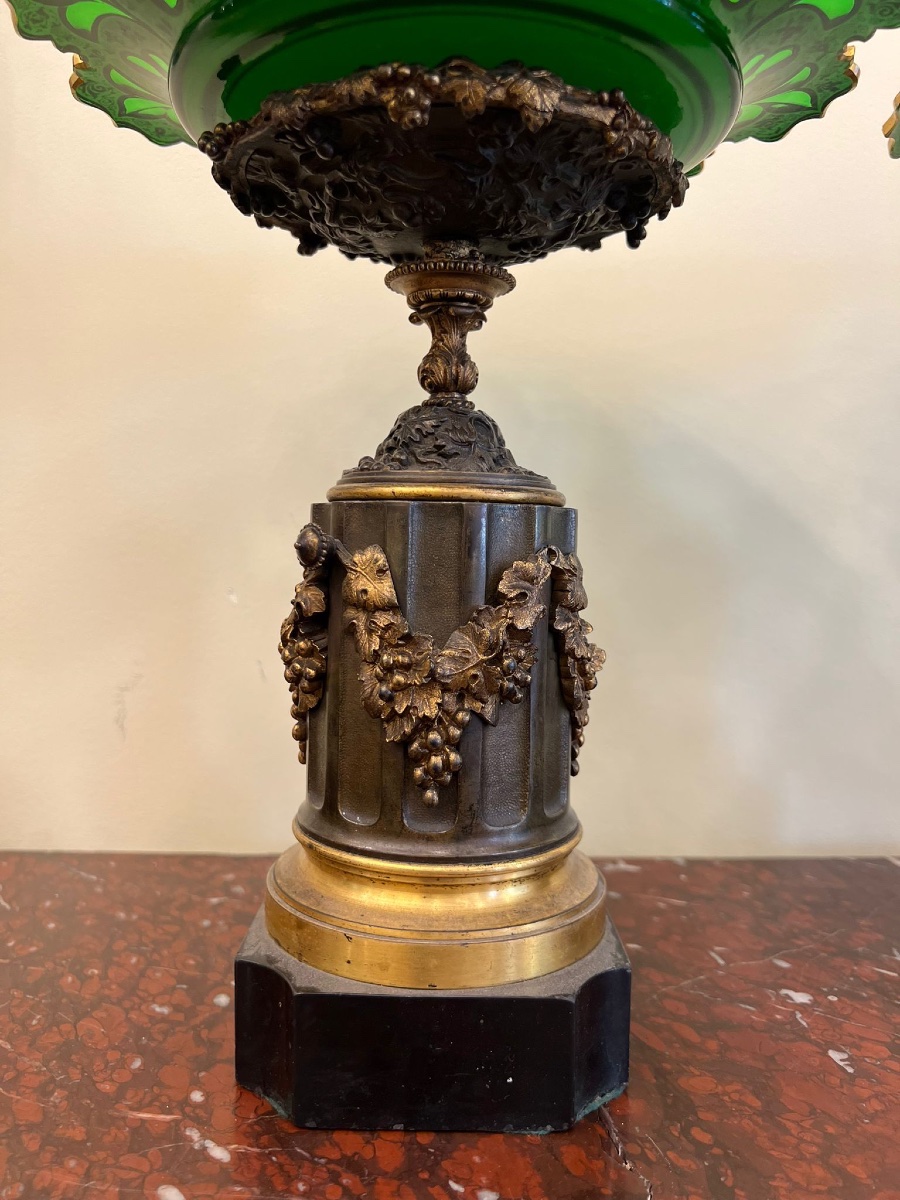 PAIRE DE COUPES EN OPALINE ET BRONZE - 19ᵉ SIÈCLE-photo-4