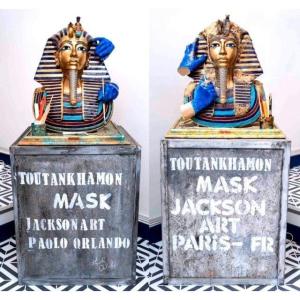 Pair Of Pyramid Mask "tutank Ha Mon, 20th Century