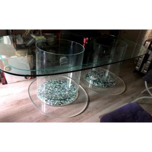 Antique Glass Dining Table, 20th Century.