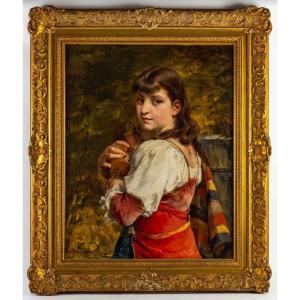 Portrait Painting, Adelaide Wagner, 19th Century Antique.