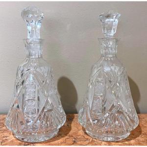 Pair Of Baccarat Crystal Bottle, 19th Century